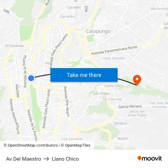 Av Del Maestro to Llano Chico map