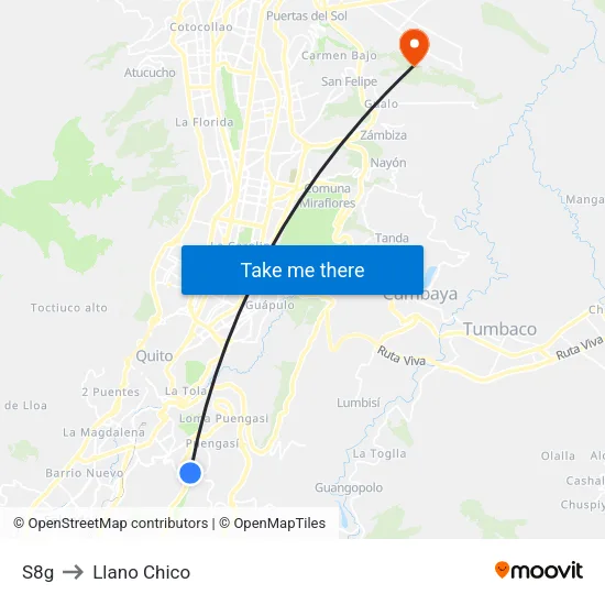 S8g to Llano Chico map
