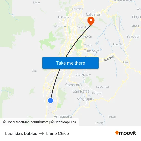 Leonidas Dubles to Llano Chico map