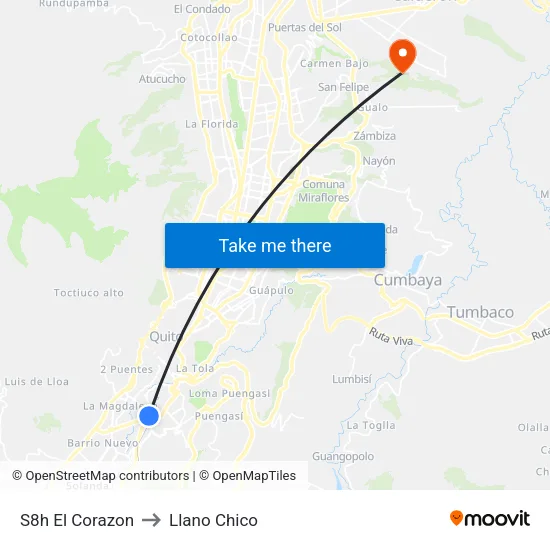 S8h   El Corazon to Llano Chico map