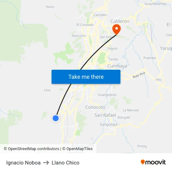 Ignacio Noboa to Llano Chico map