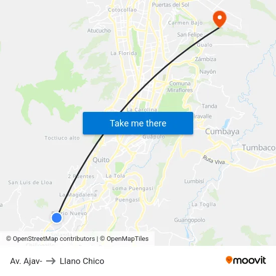 Av. Ajav- to Llano Chico map