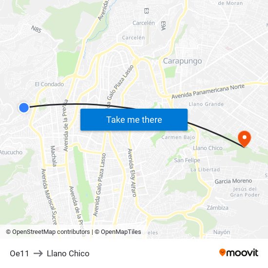 Oe11 to Llano Chico map