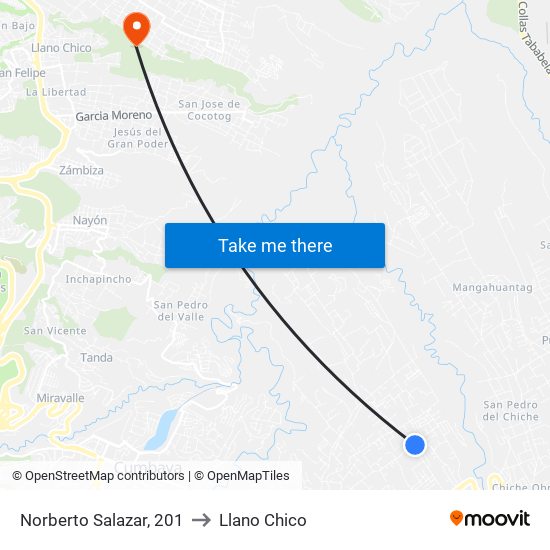 Norberto Salazar, 201 to Llano Chico map