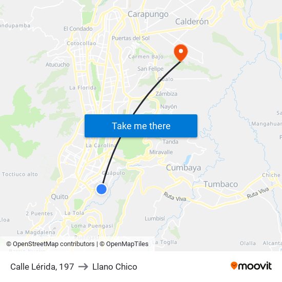 Calle Lérida, 197 to Llano Chico map