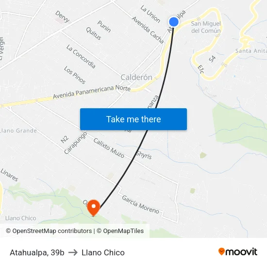 Atahualpa, 39b to Llano Chico map