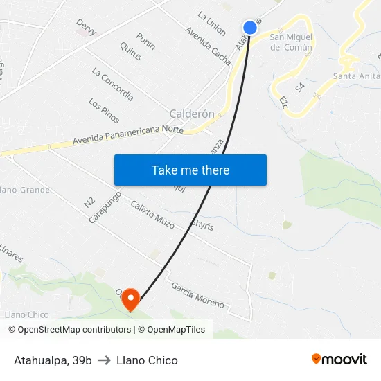 Atahualpa, 39b to Llano Chico map