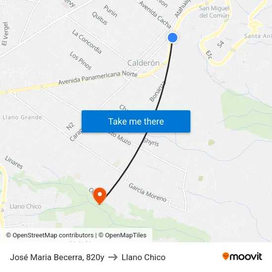 José Maria Becerra, 820y to Llano Chico map