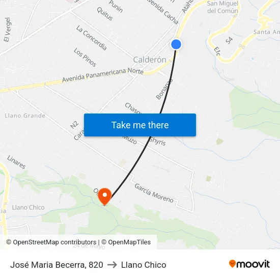 José Maria Becerra, 820 to Llano Chico map