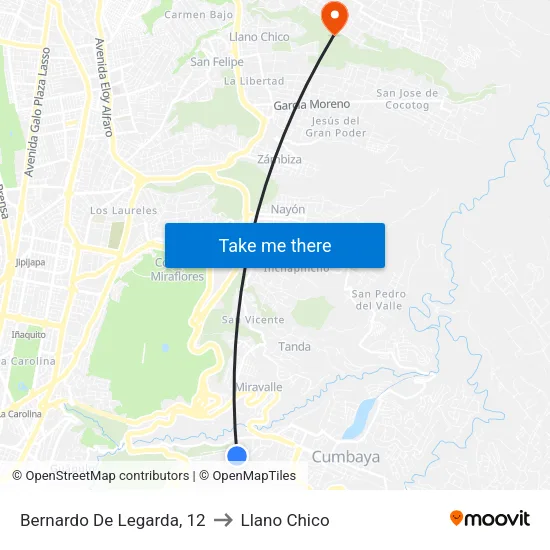 Bernardo De Legarda, 12 to Llano Chico map