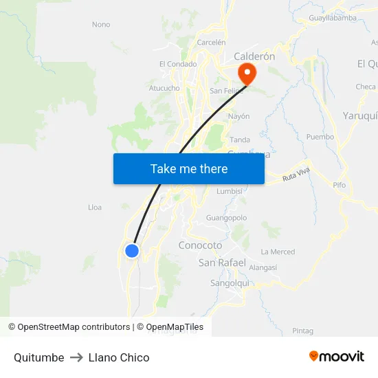 Quitumbe to Llano Chico map