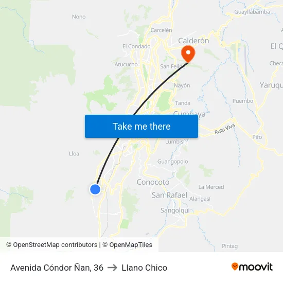 Avenida Cóndor Ñan, 36 to Llano Chico map