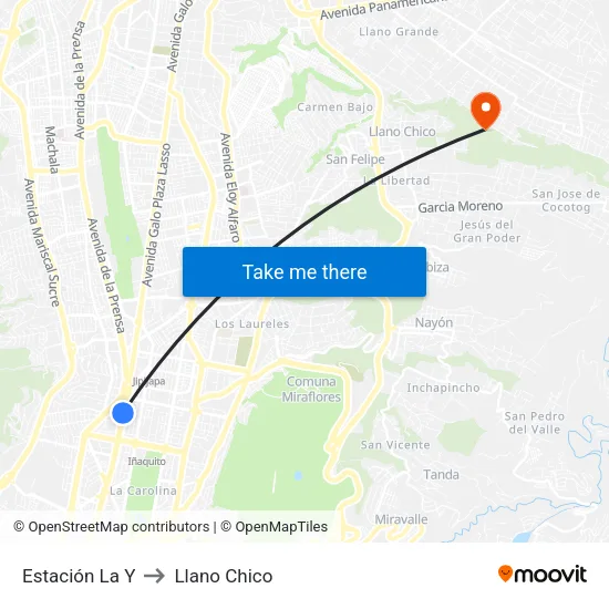 Estación La Y to Llano Chico map