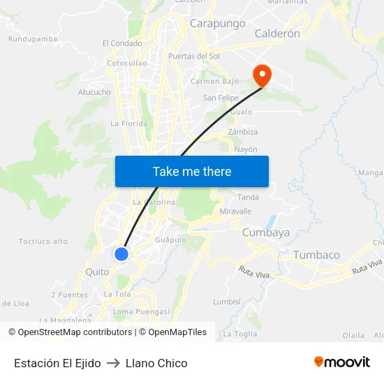 Estación El Ejido to Llano Chico map