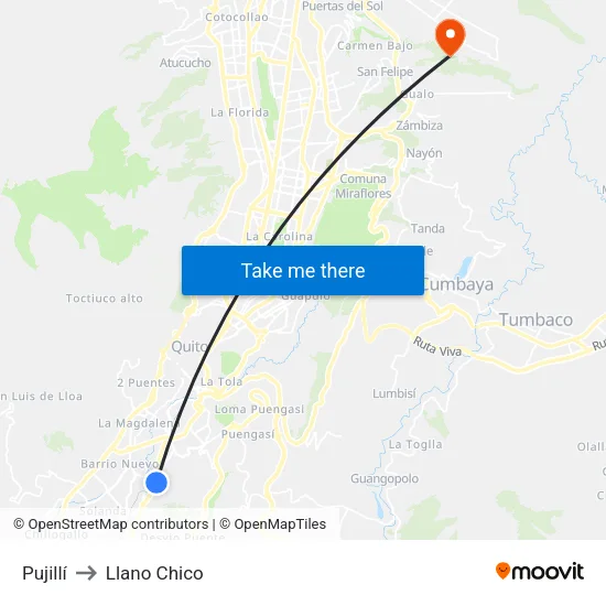 Pujillí to Llano Chico map