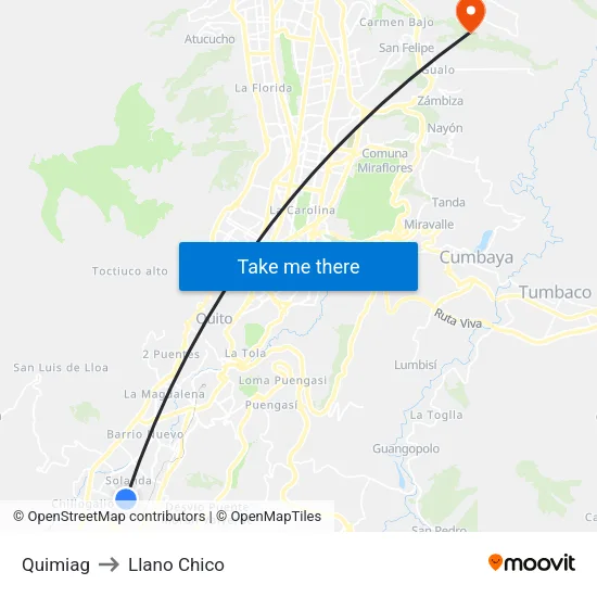 Quimiag to Llano Chico map
