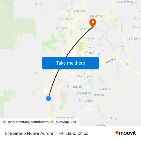 El Beaterio Nueva Aurora II to Llano Chico map