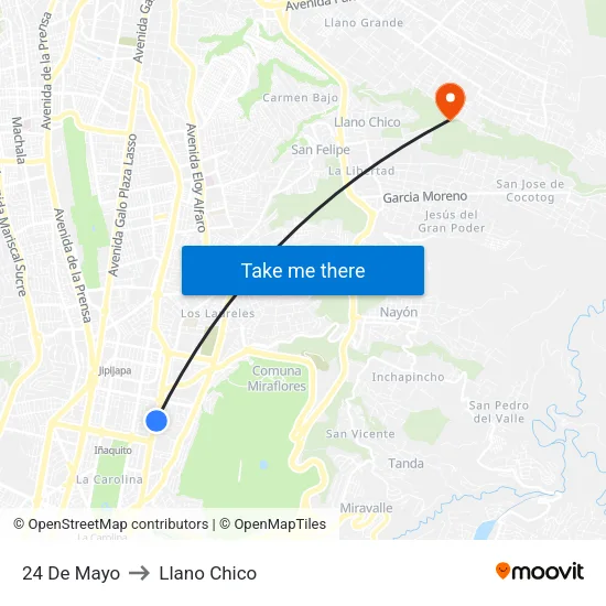 24 De Mayo to Llano Chico map