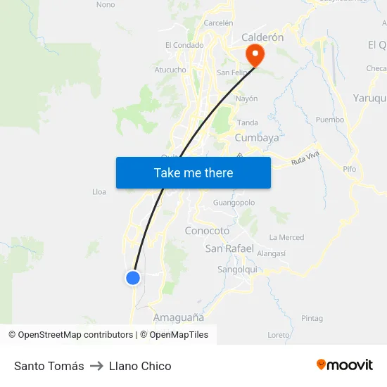 Santo Tomás to Llano Chico map