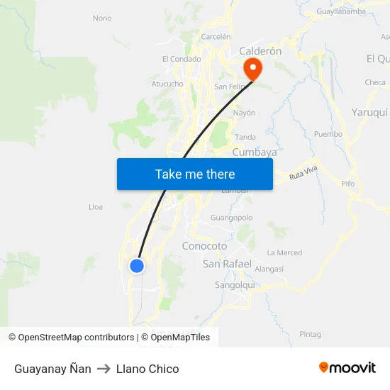 Guayanay Ñan to Llano Chico map