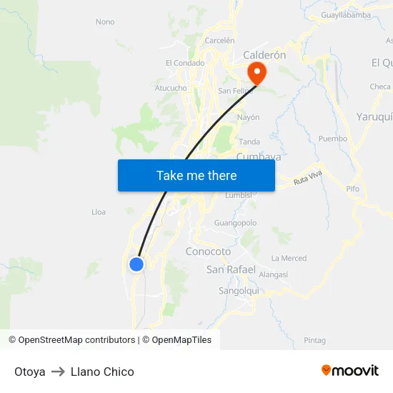 Otoya to Llano Chico map