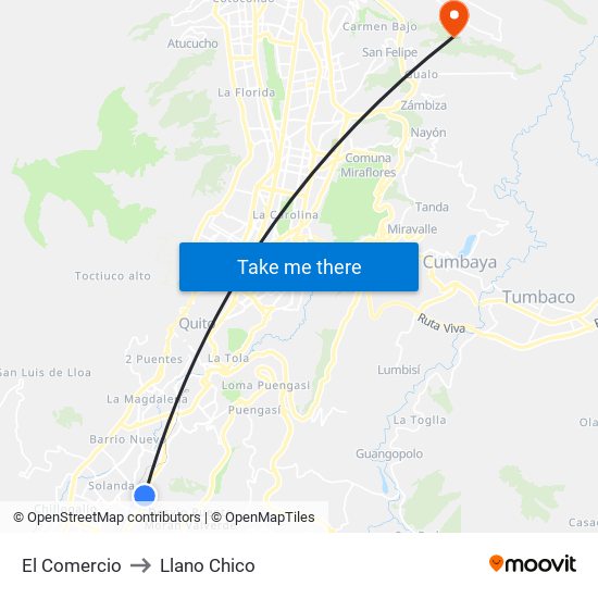 El Comercio to Llano Chico map