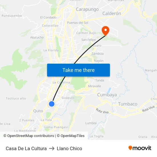 Casa De La Cultura to Llano Chico map