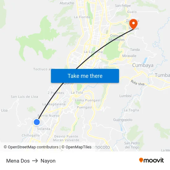 Mena Dos to Nayon map
