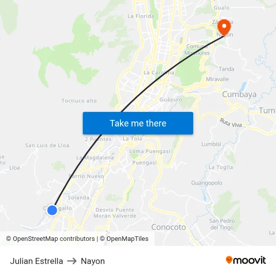 Julian Estrella to Nayon map