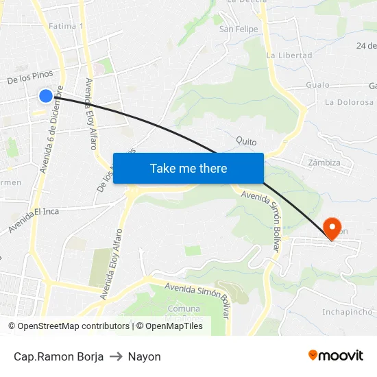 Cap.Ramon Borja to Nayon map