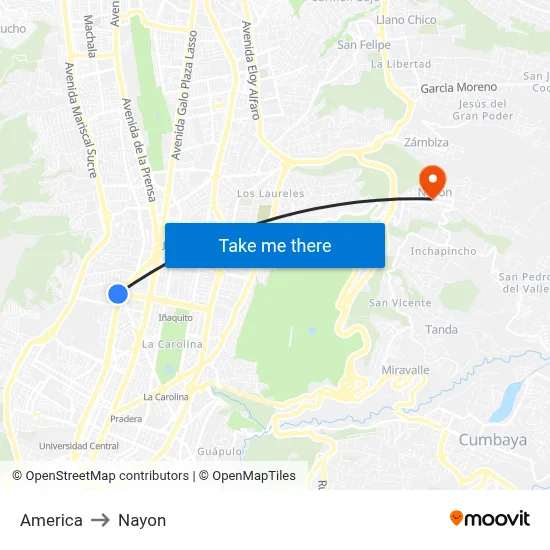 America to Nayon map