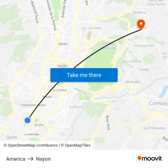 America to Nayon map