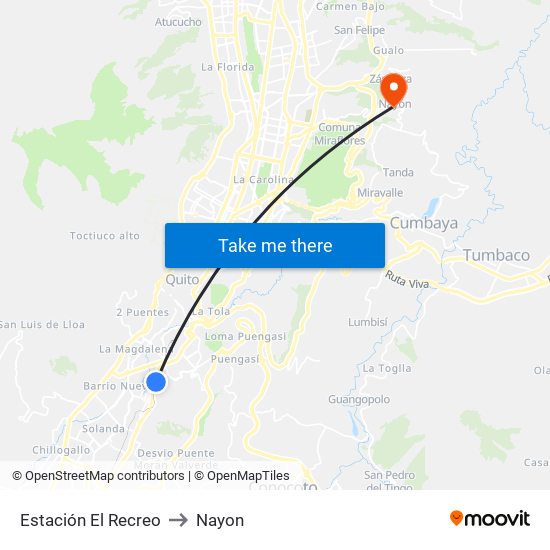 Estación El Recreo to Nayon map