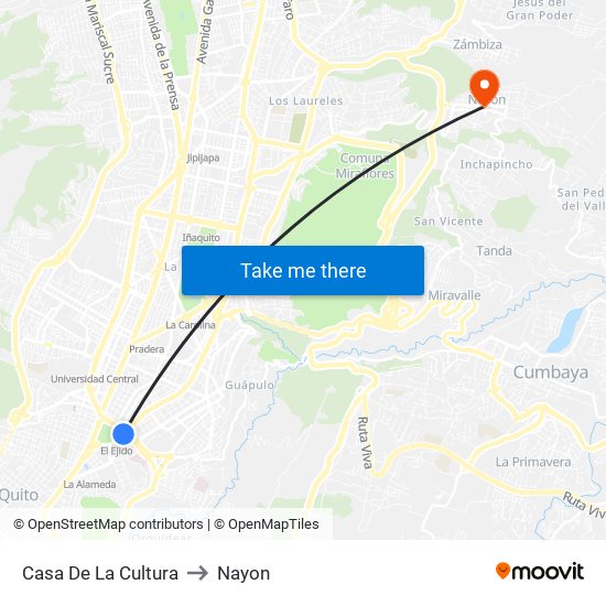 Casa De La Cultura to Nayon map