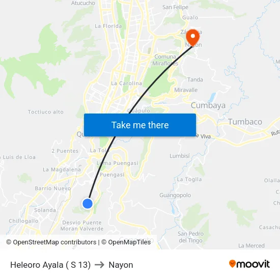 Heleoro Ayala ( S 13) to Nayon map