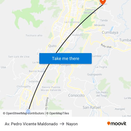 Av. Pedro Vicente Maldonado to Nayon map