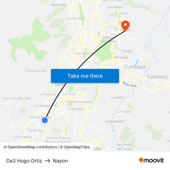 Oe3 Hugo Ortiz to Nayon map