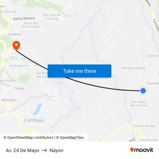 Av. 24 De Mayo to Nayon map