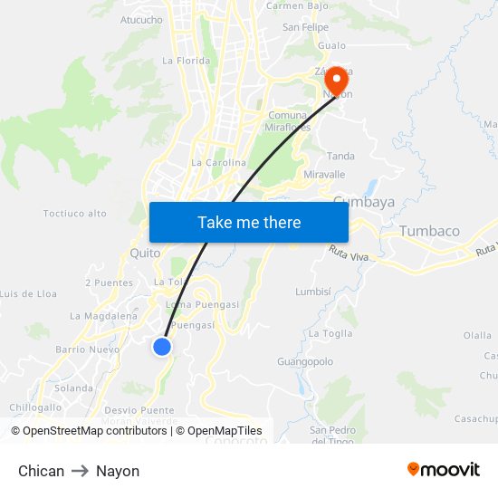 Chican to Nayon map