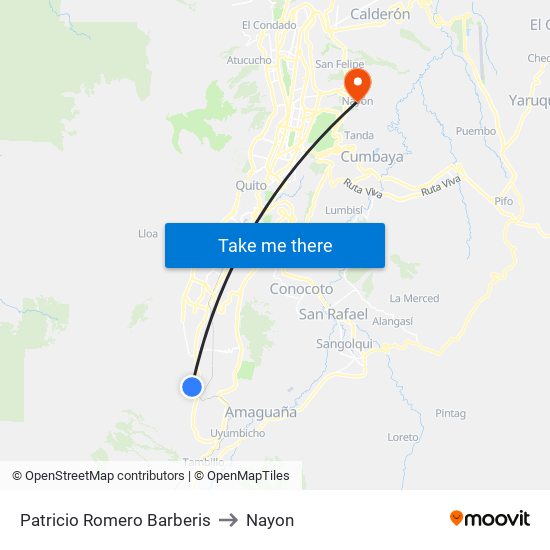 Patricio Romero Barberis to Nayon map