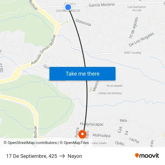 17 De Septiembre, 425 to Nayon map