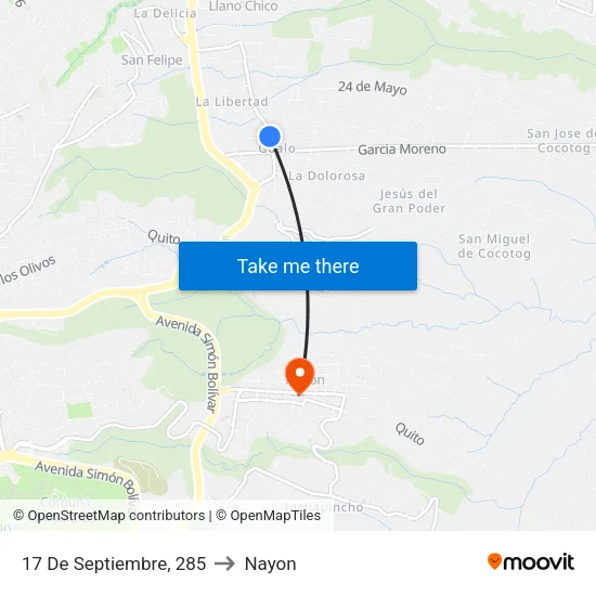 17 De Septiembre, 285 to Nayon map