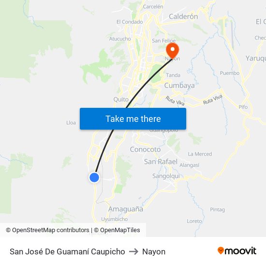 San José De Guamaní Caupicho to Nayon map