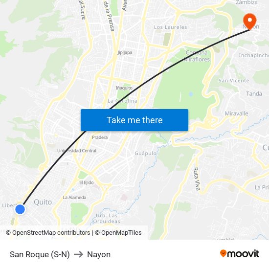 San Roque (S-N) to Nayon map