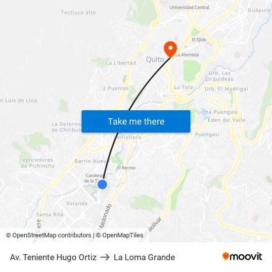 Av. Teniente Hugo Ortiz to La Loma Grande map