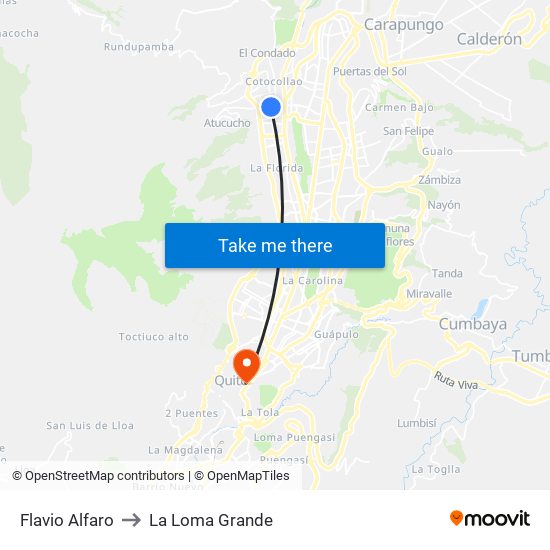 Flavio Alfaro to La Loma Grande map