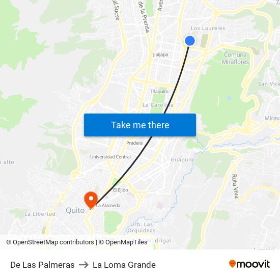 De Las Palmeras to La Loma Grande map