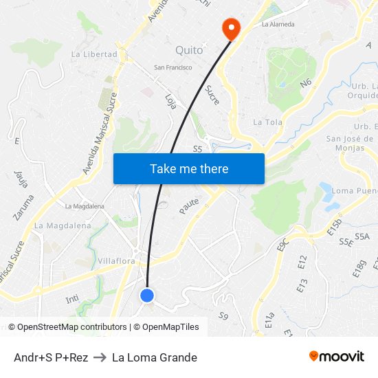 Andr+S P+Rez to La Loma Grande map