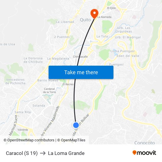 Caracol  (S 19) to La Loma Grande map