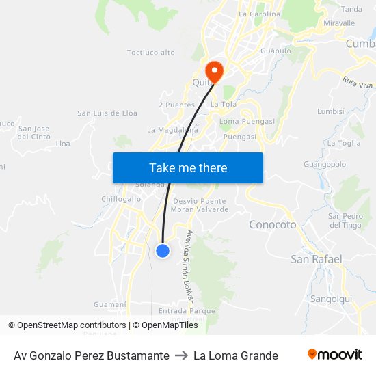 Av Gonzalo Perez Bustamante to La Loma Grande map